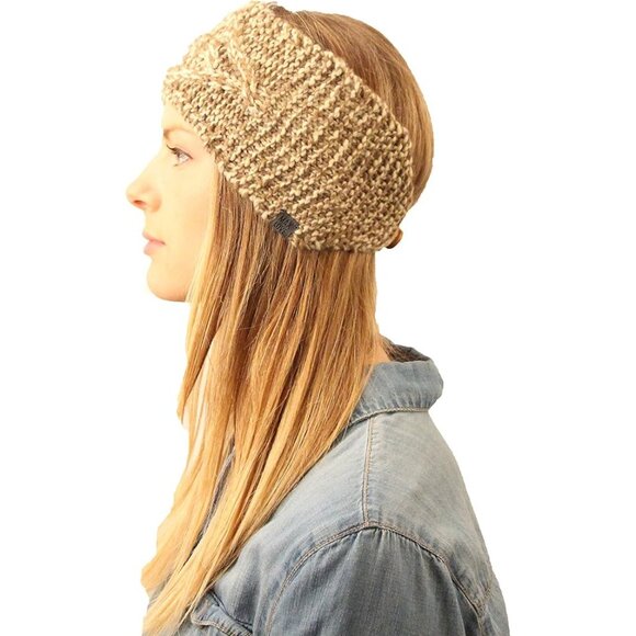 MaxLove Women's Luna Headband Cable Detail Fleece Lining Oatmeal - Picture 5 of 7